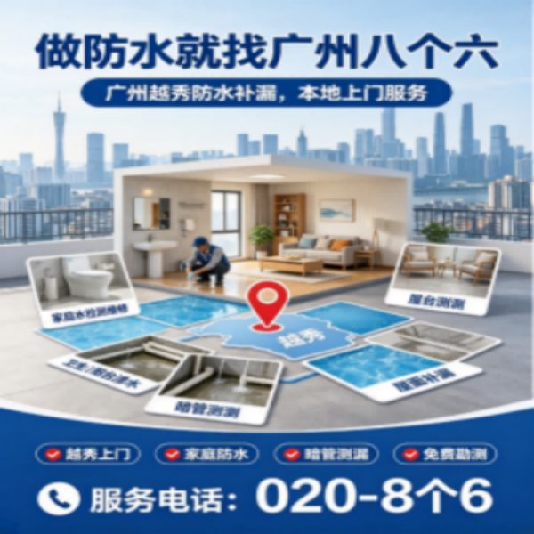 广州八个六防水补漏免砸砖修复服务宣传图